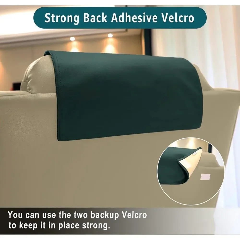 Non Slip Faux Leather Recliner Chair Covers headrest Protector 17x27 Dark Green
